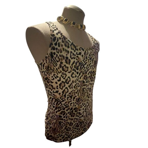 Chico's Women's Top Sz 0 US Small Animal Print Scoop Neck Sleeveless Mature Work - Picture 3 of 10